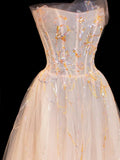 Ball Gowns Prom Dress Aesthetic Strapless Champagne With Lace Style Impress Long Prom Dresses Party Formal Gowns HZ0311