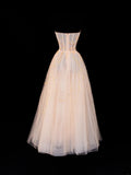 Ball Gowns Prom Dress Aesthetic Strapless Champagne With Lace Style Impress Long Prom Dresses Party Formal Gowns HZ0311