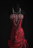 Vintage Ball Gowns Strapless Burgundy Wine Red Dark Satin Party Dress With Beads 1950s Retro Classy Birthday Dinner Long Prom Dresses HZ0311