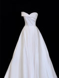 Elegant Women's Ball Gown Sweetheart With Pleated Sleeves White Long Wedding Gowns Dresses HZ0311