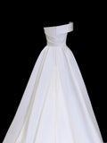 Elegant Women's Ball Gown Sweetheart With Pleated Sleeves White Long Wedding Gowns Dresses HZ0311