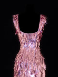 Aesthetic Sheath Square Neck Short Prom Dress Pink Sequins 16th Birthday Dress Homecoming Dresses Cocktail Gown HZ0311