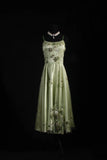 Vintage A line Spaghetti Strap Sage Green Tulle Tea Length Party Dress With Beads 1950s Retro Classy Birthday Dinner Prom Dresses HZ0311