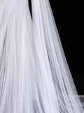 Elegant Women's Mermaid Strapless With One Shoulder Sleeves White Tulle Long Wedding Gowns Dresses HZ0311