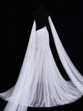 Elegant Women's Mermaid Strapless With One Shoulder Sleeves White Tulle Long Wedding Gowns Dresses HZ0311