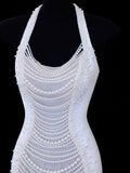 Timeless Wedding Gowns Dresses Romantic Mermaid Halter Pearls for Bride With Beadings White Petite/Plus Size Bridal Gown For Women HZ0311
