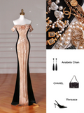 Shinning Mermaid Off The Shoulder Sequin Long Prom Dresses Formal Dress 18th Birthday Outfits Prom Gown HZ0311