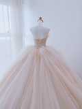 Unique Ball Gown Strapless Light Pink With Multi Layered Beadings Long Quinceanera Dresses Sweet 15 16 Birthday Gown HZ0311