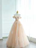 Unique Ball Gown Off The Shoulder Blush Pink Beadings Long Quinceanera Dresses Sweet 15 16 Birthday Gown HZ0311