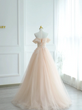 Unique Ball Gown Off The Shoulder Blush Pink Beadings Long Quinceanera Dresses Sweet 15 16 Birthday Gown HZ0311