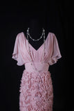 Chic Sheath V Neck Pink Floral Hoco Gowns Short 16th Birthday Dress Homecoming Dresses Cocktail Gown HZ0311