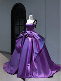 New Purple Satin Ball Gown Quinceanera Dresses Ruffles Simple Party Sexy Sweet 16 Birthday Outfits Dress HZ0311
