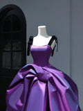New Purple Satin Ball Gown Quinceanera Dresses Ruffles Simple Party Sexy Sweet 16 Birthday Outfits Dress HZ0311