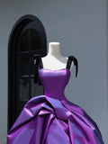 New Purple Satin Ball Gown Quinceanera Dresses Ruffles Simple Party Sexy Sweet 16 Birthday Outfits Dress HZ0311