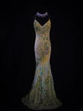 Vintage Mermaid Spaghetti Straps Floral Chiffon 90s With Beadings Lace Prom Max Dresses Inspo 19th Birthday Outfit Formal Dress For Women HZ0311