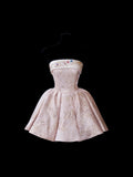 Chic Ball Gown Strapless Blush Pink 16th Birthday Dress Lace Homecoming Dresses Cocktail Gown HZ0311