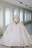 Whimsical Ball Gown Strapless Satin Fitted Long Lace Wedding Dress Bride Gowns Wedding Dresses HZ0311