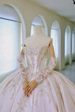 Whimsical Ball Gown Strapless Satin Fitted Long Lace Wedding Dress Bride Gowns Wedding Dresses HZ0311