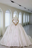 Whimsical Ball Gown Strapless Satin Fitted Long Lace Wedding Dress Bride Gowns Wedding Dresses HZ0311