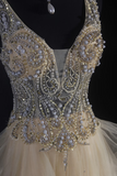 Vintage Prom Dresses 1950s Retro Classy A line V Neck Beaded Long Party Dress Inspiration Evening Dresses HZ0311