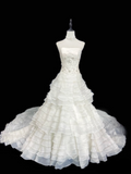 Retro Ball Gown Strapless Multi Layers White Fitted Corset Long 80s Inspired Wedding Dress Bride Gowns Wedding Dresses HZ0311