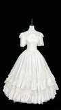 Vintage Ball Gown Square Neck Multi Layers White Satin Long Wedding Dress Bride Gowns Wedding Dresses With Sleeves HZ0311