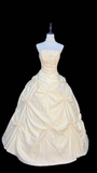 Retro Ball Gown Strapless Taffeta 80s White Long Wedding Dress Bride Gowns Wedding Dresses HZ0311