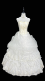 Retro Ball Gown Strapless Lace 90s White Organza Long Wedding Dress Bride Gowns Wedding Dresses HZ0311