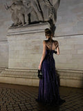 Classy Mermaid Spaghetti Strap Purple Sequined Prom Dress Long 18th Birthday Party Gowns Formal Dresses HZ0311