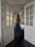 Ethereal Mermaid Spagehtti Strap Long Prom Dress Corset Back Navy Blue Long Ball Gowns Formal 18th Birthday Dresses HZ0311