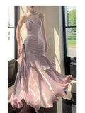 Modest Mermaid Spaghetti Straps Pink Long Prom Dresses High School Teens Senior Graduation Dance Party Dress Outfits HZ0311