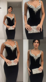 Black Evening Dress With Beads Sheath Long Party Dress Birthday Prom Dress HZ0311