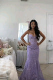 Amazing Mermaid Sweetheart Lace Lilac Long Prom Dresses Inspiration Party Dress Prom Gown HZ0311