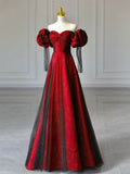Elegant Ball Gown Off The Shoulder Red Black Tulle Long Prom Dresses Impress 18th Birthday Outfits Prom Gown HZ0311