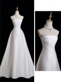 Timeless Ball Gown Strapless Sleeveless Satin Fitted Long Wedding Dress Bride Gown Wedding Dresses HZ0311