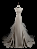 Vintage Mermaid Strapless Sleeveless White Fitted Long Wedding Dress Bride Gown Wedding Dresses HZ0311
