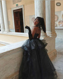 Ball Gown Strapless Black Prom Dresses Fashion Evening For Black People Girls Sequin Long Formal Party Gowns HZ0311