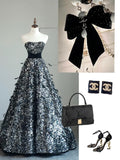 Ball Gown Strapless Black Sleeveless With Feathers Women's Dress Long Quinceanera Dresses Sweet 16 Quince Dress HZ0311
