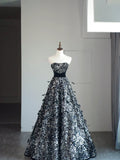 Ball Gown Strapless Black Sleeveless With Feathers Women's Dress Long Quinceanera Dresses Sweet 16 Quince Dress HZ0311