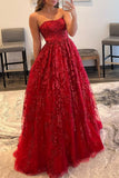 A line Royal Blue Sequined Lace Long Prom Dress with Pockets Formal Evening Gowns HZ0311