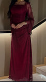 sparkle & shine burgundy allover lace ankle-length pleated sheath evening prom dresses HZ0311