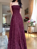 Spaghetti Strap Sheath Wedding Guest Dresses, Lace Rust Red Prom Formal Dresses HZ0311